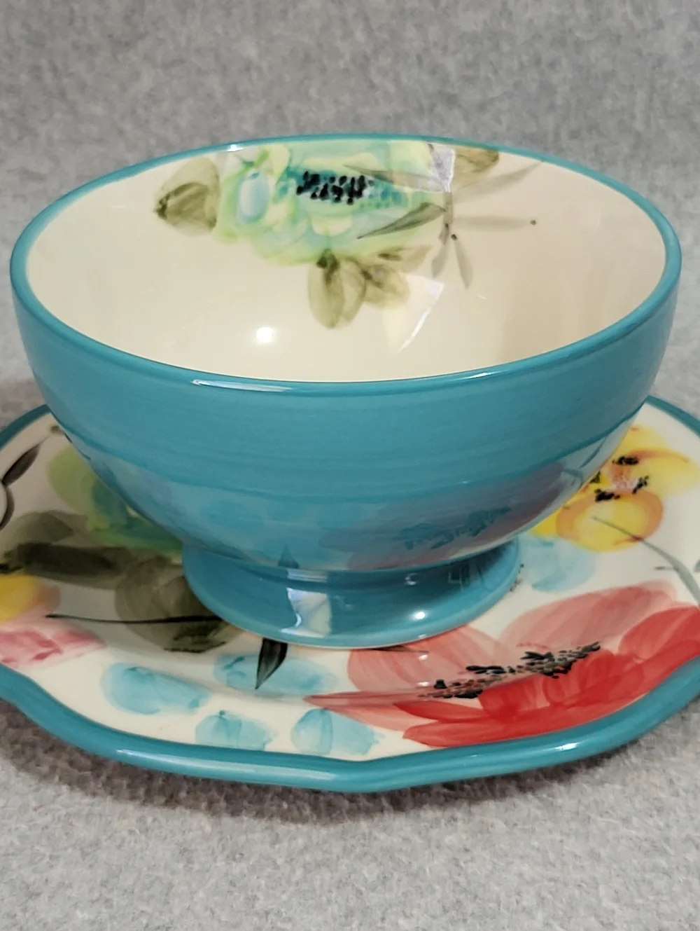 2-Pc The Pioneer Woman Vintage Bloom Soup Cereal Bowl & Salad Dessert Plate NEW